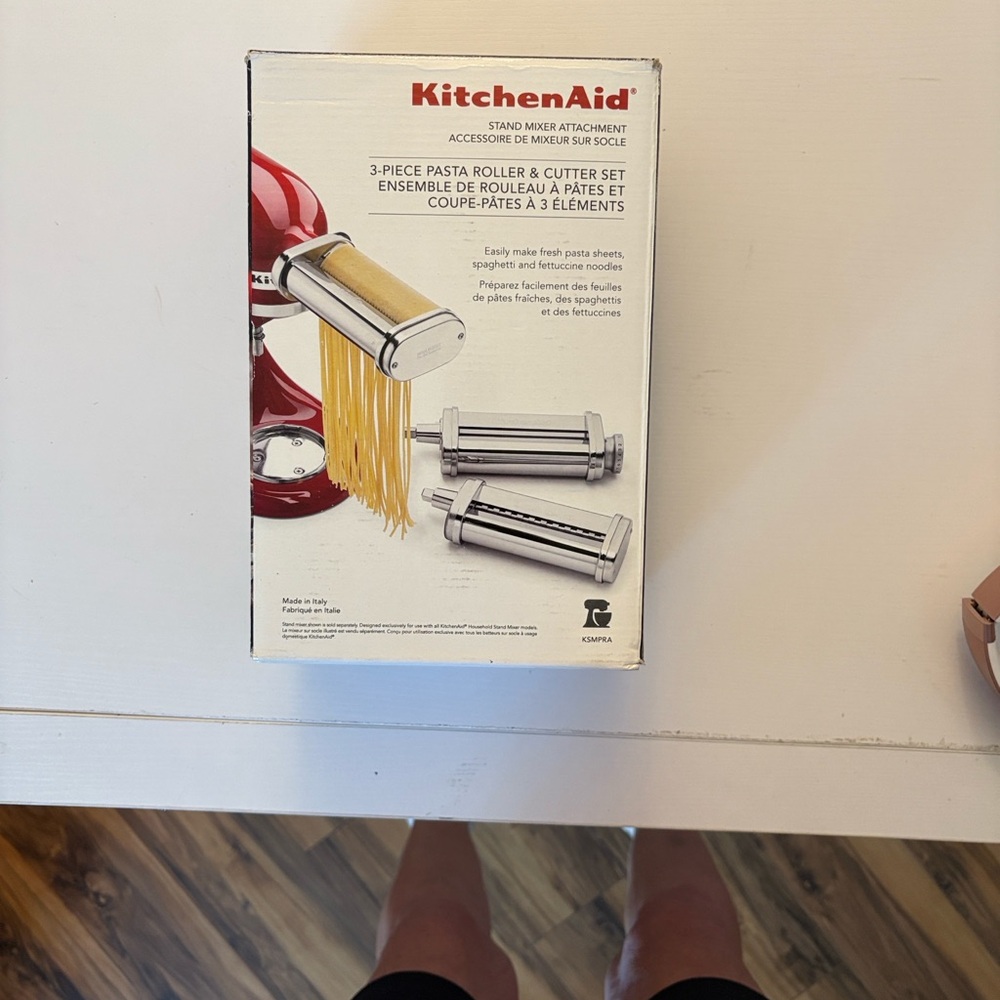KitchenAid Red and Silver Pasta Roller & Cutter Set
